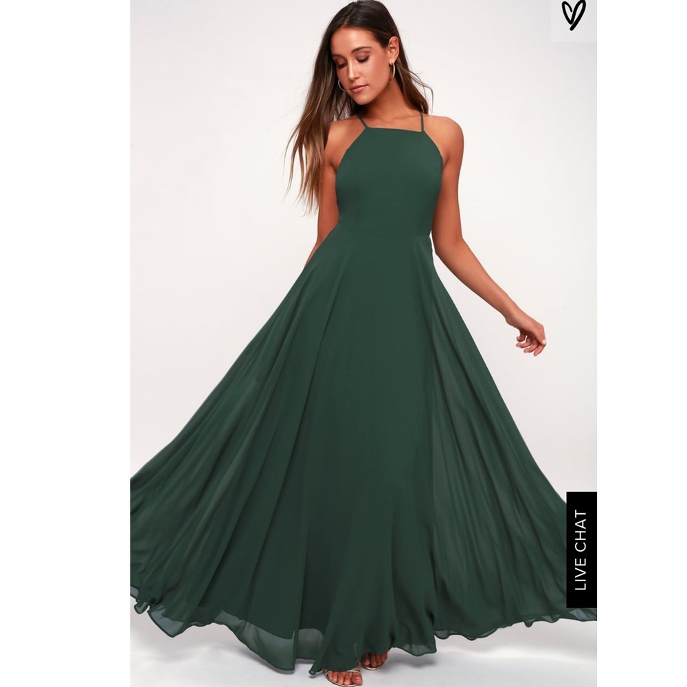 Green backless gown💚